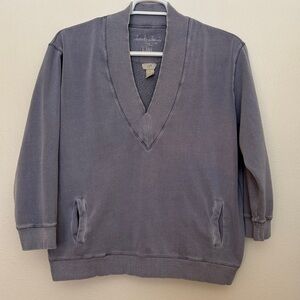 J. Jill V-Neck Sweatshirt in Slate Gray